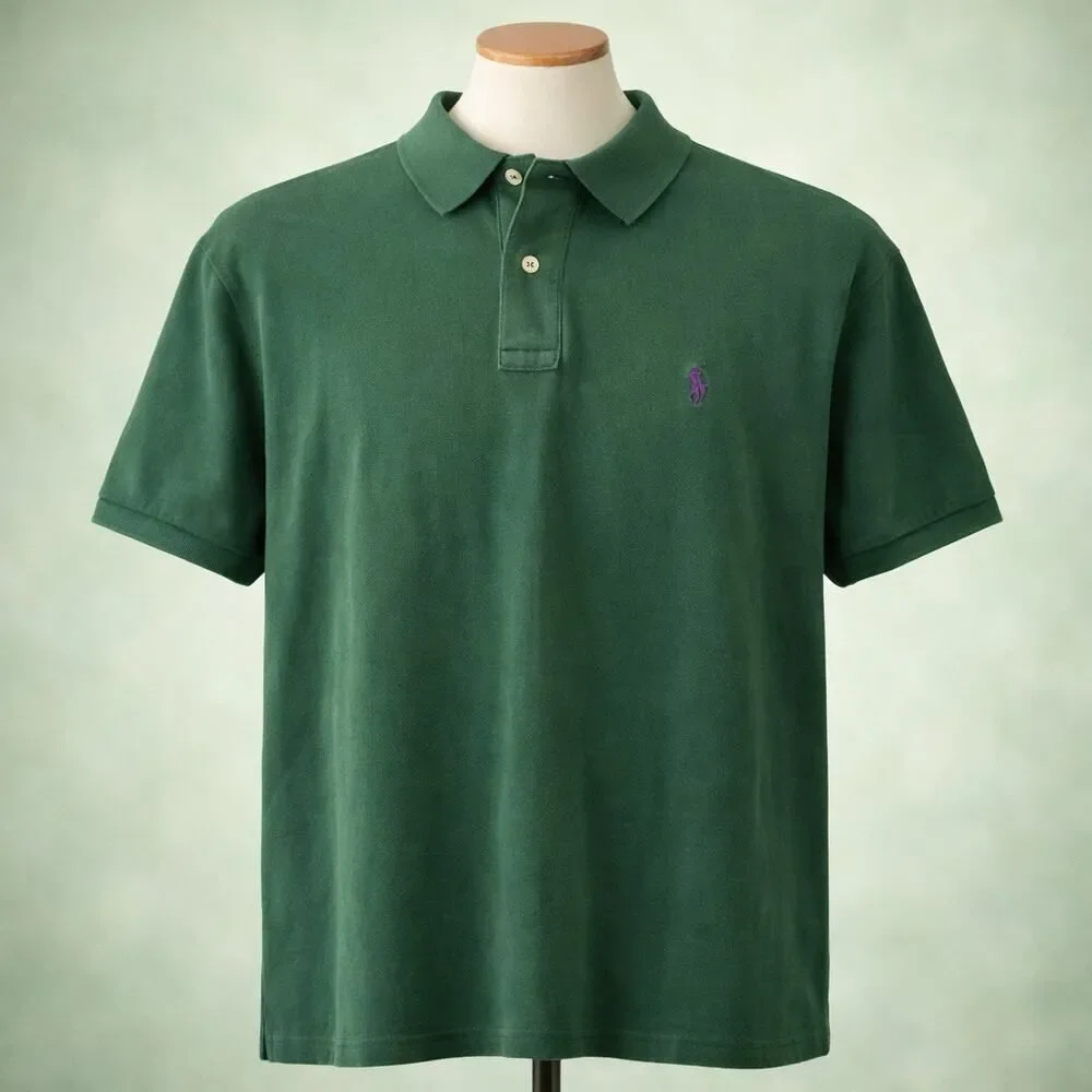 Vintage Polo Ralph Lauren Green Mesh Short Sleeve SS Polo Shirt XL
